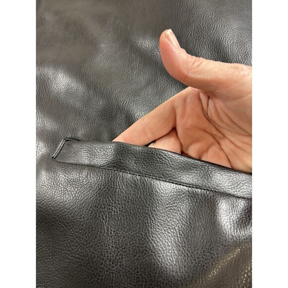 Miletta Faux Leather Coat Jacket Black XL Faux Fur Lining Zip Front Pockets - Picture 11 of 16